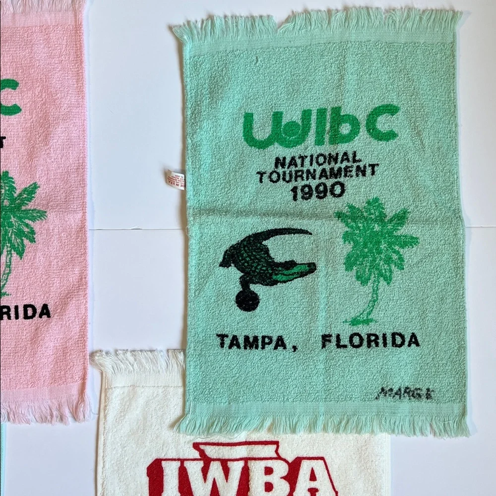 vintage Bowling club Towels Set of 4- Cedar rapids, Tampa FL, & effingham